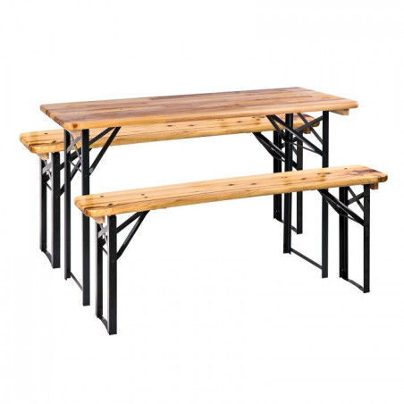 Ensemble table et bancs brasserie petit modèle 4 personnes