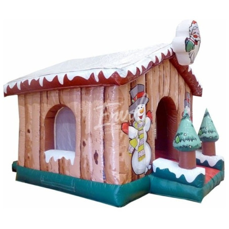 Château gonflable chalet bonhomme de neige